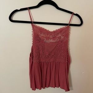 Pink Flowy Lace Tank
